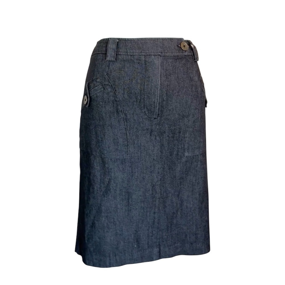 Sandro Sportswear denim skirt, Women's 8 dark grey, back slit, pockets, zip. EUC